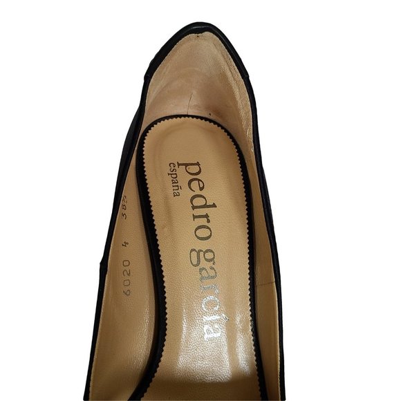 PEDRO GARCIA Black Satin Peep Toe Heels 38.5 - Picture 4 of 9